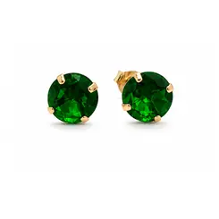 BRINCO PONTO DE LUZ VERDE BANHADO A OURO 18K