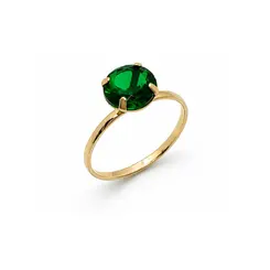 ANEL SOLITÁRIO VERDE BANHADO A OURO 18K