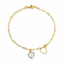 PULSEIRA CORAÇÕES BANHADA A OURO 18K.