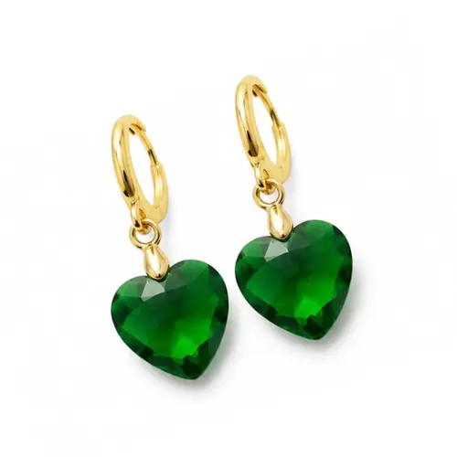 ARGOLA CORAÇÃO VERDE BANHADA A OURO 18K