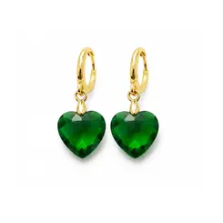 ARGOLA CORAÇÃO VERDE BANHADA A OURO 18K