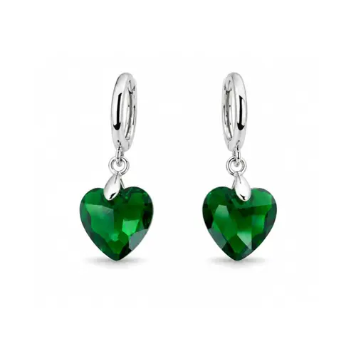 ARGOLA CORAÇÃO VERDE BANHADA A OURO BRANCO