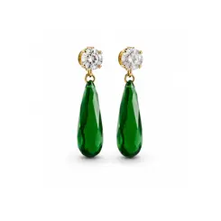 BRINCO GOTA VERDE BANHADO A OURO 18K