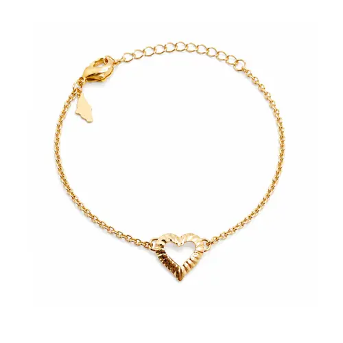 PULSEIRA CORAÇÃO VAZADO BANHADA A OURO 18K.