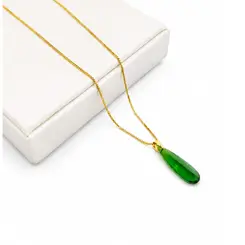 COLAR GOTA VERDE BANHADO A OURO 18K