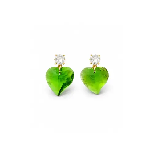BRINCO CORAÇÃO VERDE BANHADO A OURO 18K