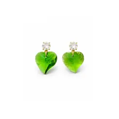 BRINCO CORAÇÃO VERDE BANHADO A OURO 18K