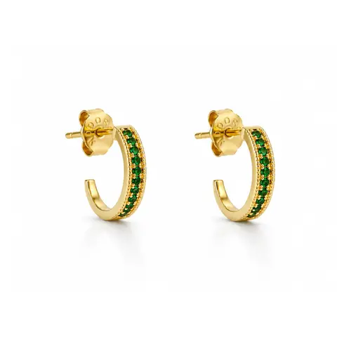 ARGOLA VERDE M BANHADA A OURO 18K