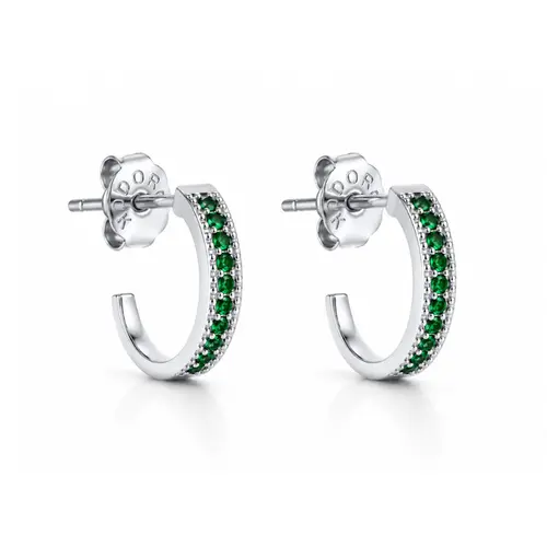 ARGOLA VERDE G BANHADA A OURO BRANCO