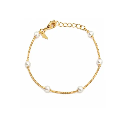 PULSEIRA INFANTIL DE PÉROLAS BANHADA A OURO 18K