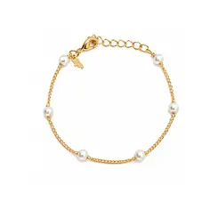 PULSEIRA INFANTIL DE PÉROLAS BANHADA A OURO 18K