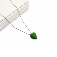 COLAR CORAÇÃO VERDE BANHADO A OURO BRANCO