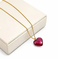 COLAR CORAÇÃO VERMELHO BANHADO A OURO 18K