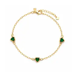 PULSEIRA CORAÇÃO VERDE BANHADA A OURO 18K