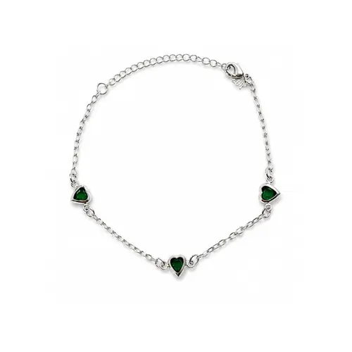 PULSEIRA CORAÇÃO VERDE BANHADA A OURO BRANCO