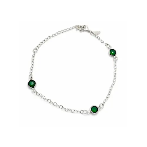 PULSEIRA PINGENTE VERDE BANHADA A OURO BRANCO