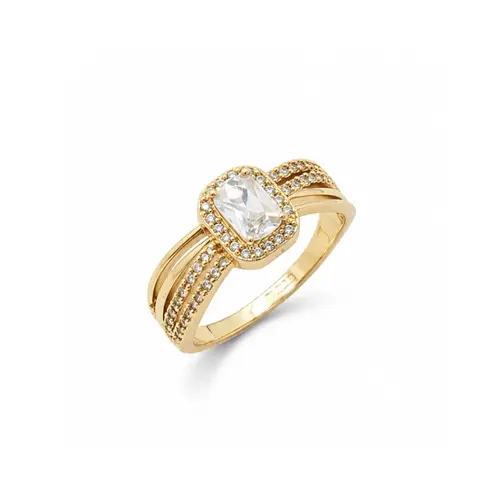 ANEL RETANGULAR CRAVEJADO BANHADO 18K.