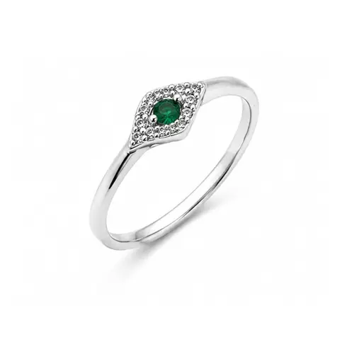 ANEL OLHO VERDE BANHADO A OURO BRANCO