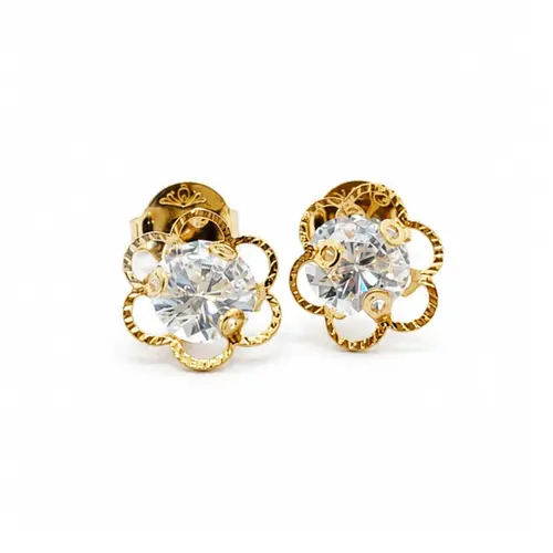 BRINCO FLOR BANHADO A OURO 18K.