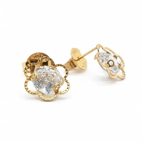 BRINCO FLOR BANHADO A OURO 18K.