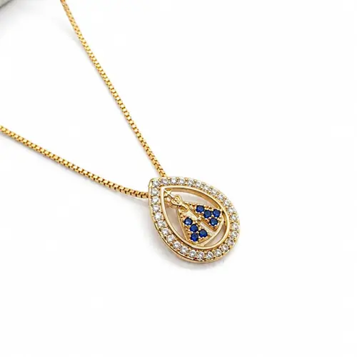 COLAR NOSSA SENHORA BANHADO A OURO 18K.