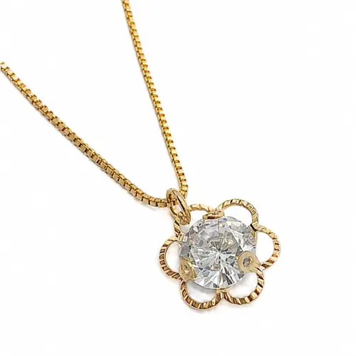 COLAR FLOR  BANHADO A OURO 18K.