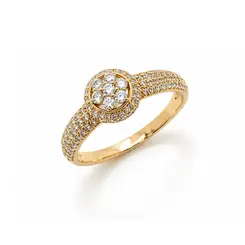 ANEL FLOR CRAVEJADO BANHADO A OURO 18K