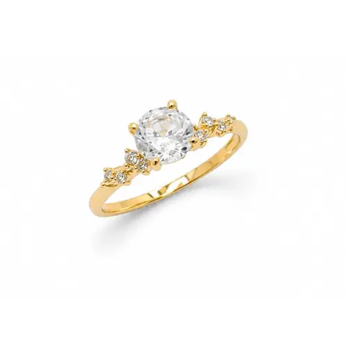 ANEL SOLITARIO BANHADO A OURO 18K