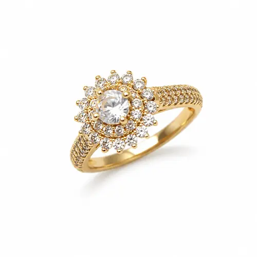 ANEL FLOR BANHADO A OURO 18K
